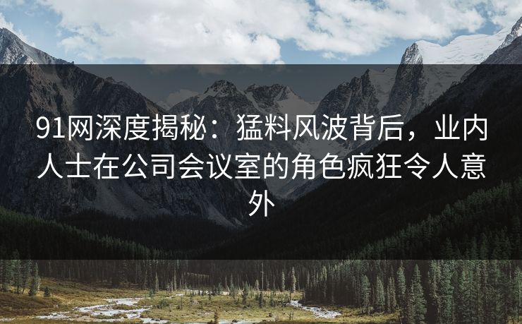 91网深度揭秘:猛料风波背后,业内人士在公司会议室的角色疯狂令人意外 91网深度揭秘:猛料风波背后,业内人士在公司会议室的角色疯狂令人意外