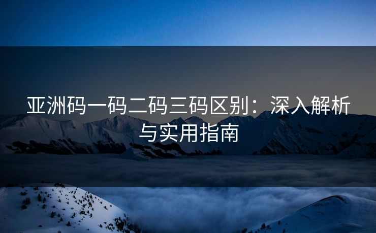 亚洲码一码二码三码区别:深入解析与实用指南 亚洲码一码二码三码区别:深入解析与实用指南